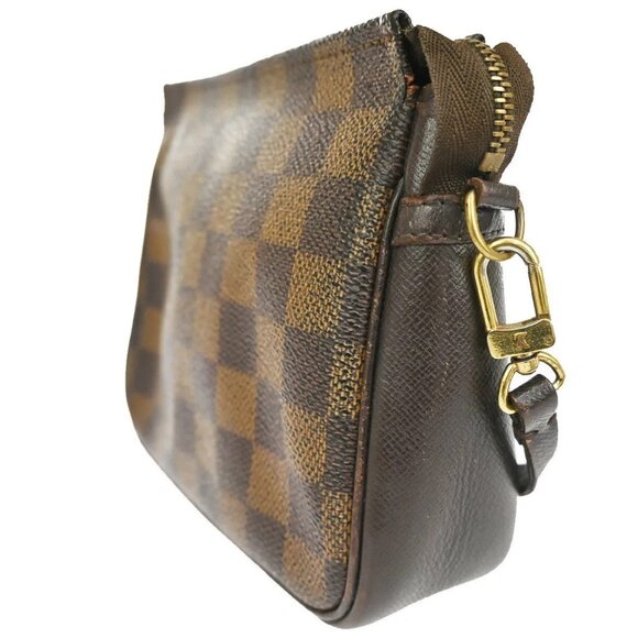 Auth LOUIS VUITTON Trousse Makeup Hand Bag Damier Ebene Leather Brown - Picture 14 of 16